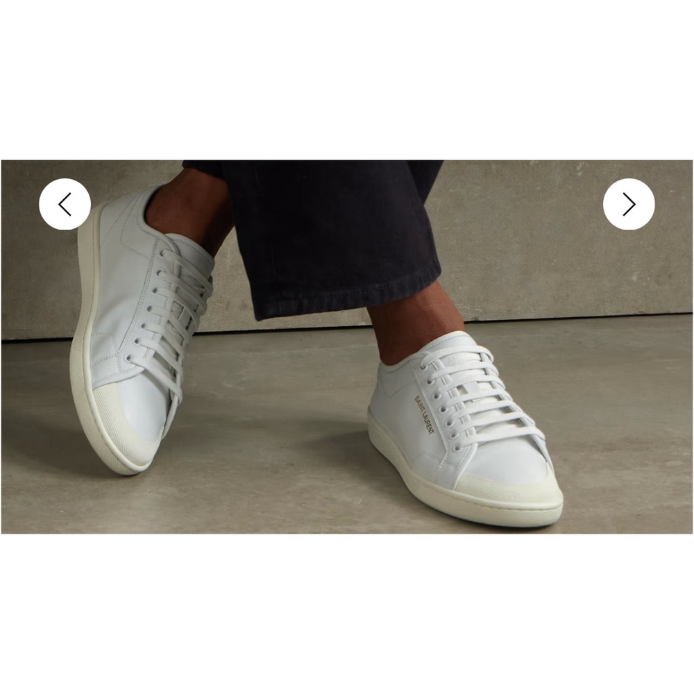 NWB SAINT LAURENT White Gym Leather Sneakers 39/9 - Picture 2 of 9